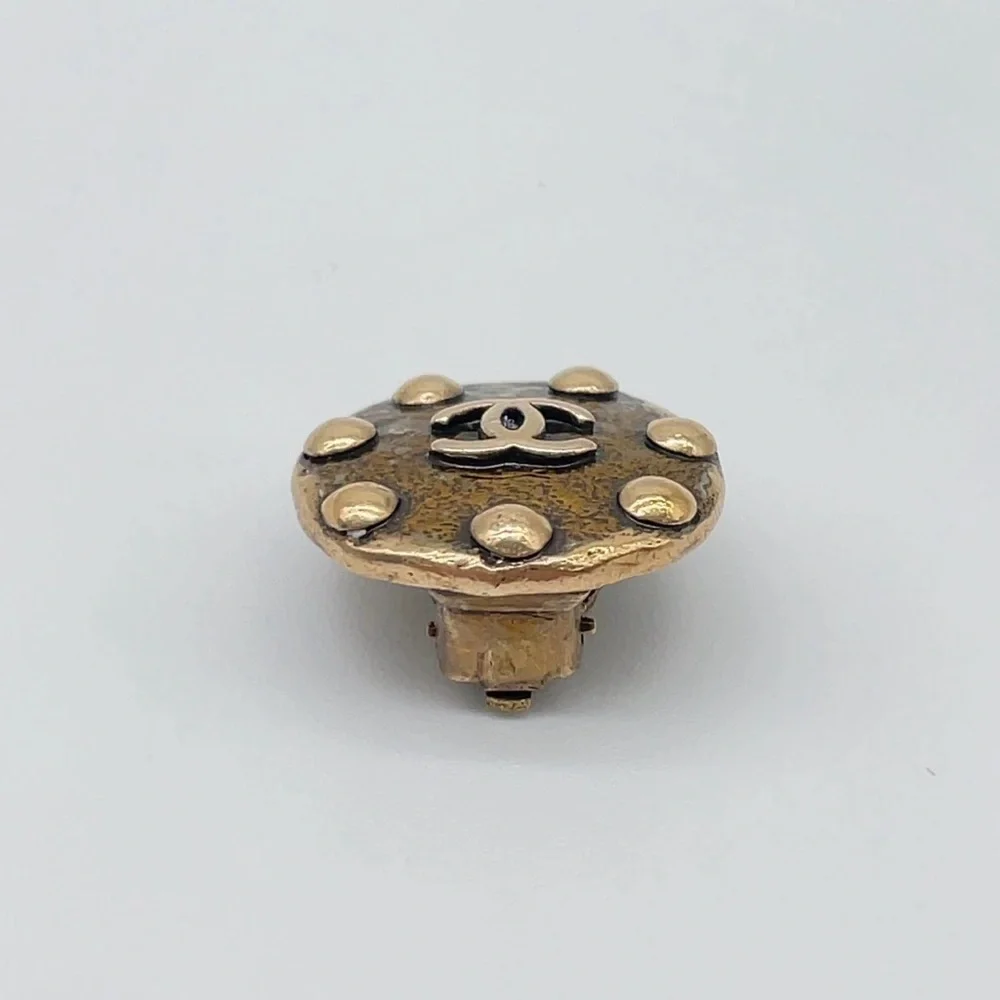 Auth Chanel Coco Mark Round Ball Earrings W/Box